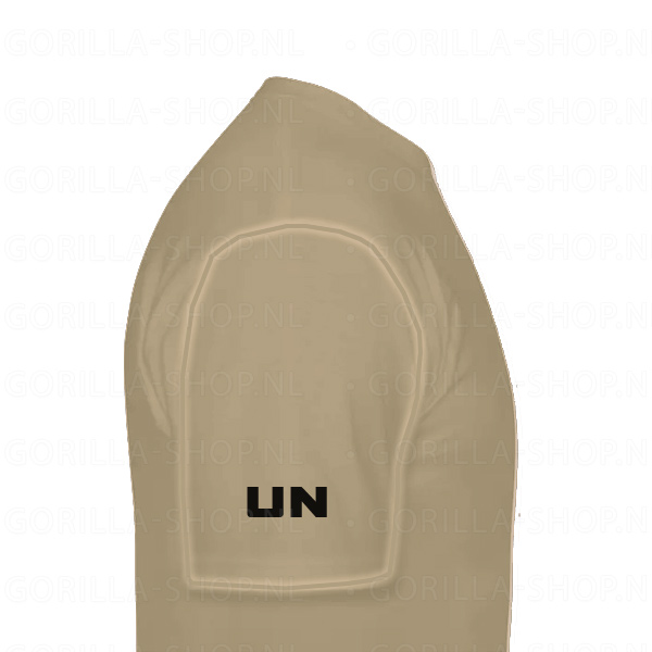 UNMISS-khaki-premium-mouw-rechts UNMISS Premium (khaki) t-shirt - Afbeelding 3
